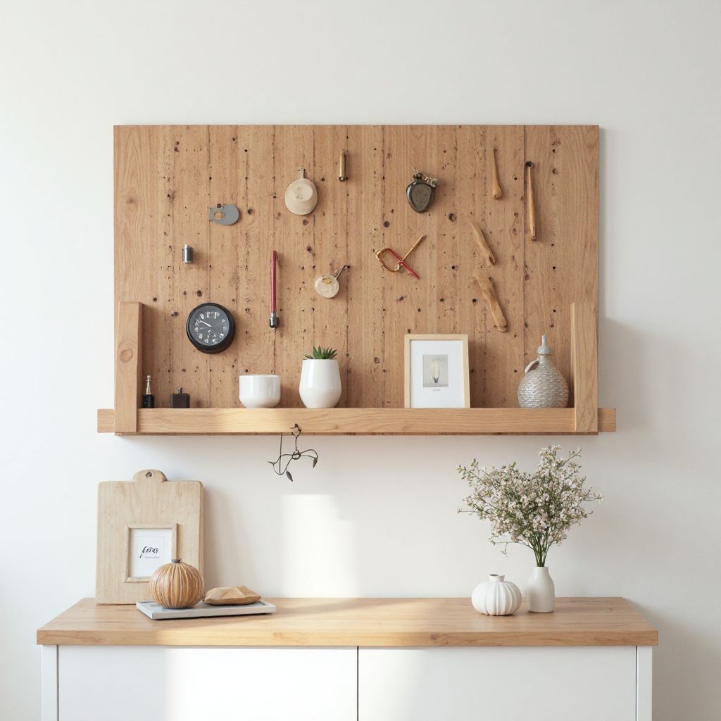 Wall-Mounted Pegboard System (Walnut)